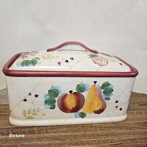 Vintage Heritage Mint "Gatherings" Ceramic Bread Box